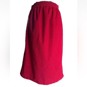 Vintage L.L. Bean Red Corduroy Midi Skirt Petite Medium Elastic Waist 70s/80s